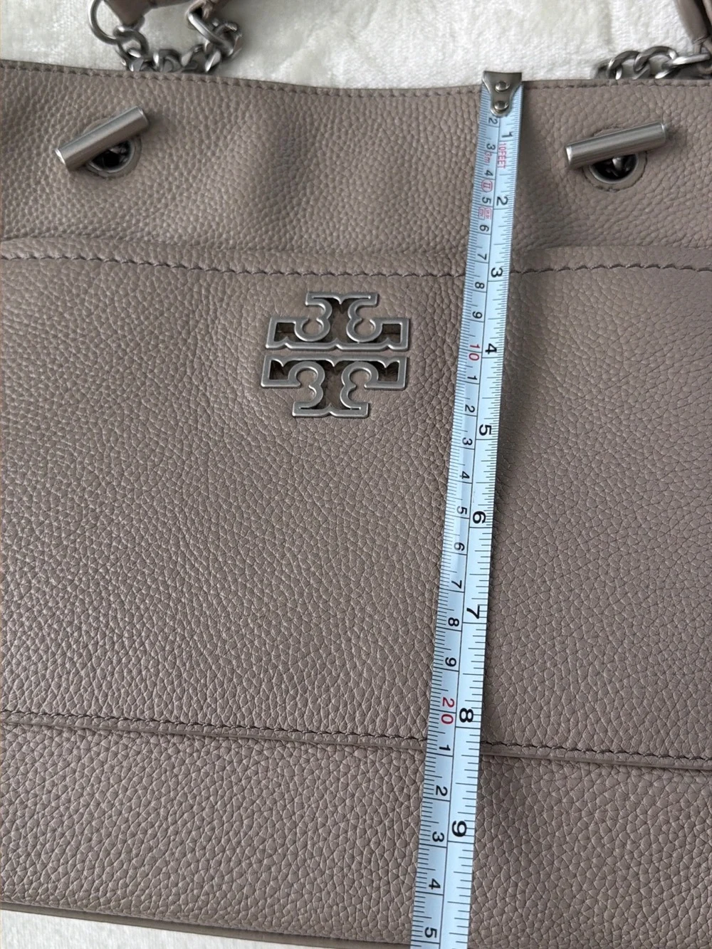 Tory Burch Pebbled Leather Ivy Tote in Taupe